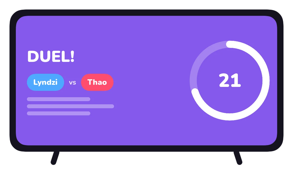 A TV showing a duel between Lyndzi and Thao